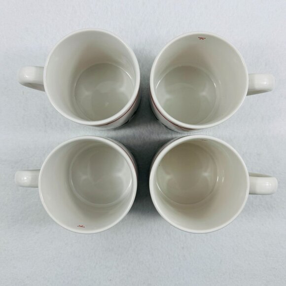 Ceramic Mugs Black Scottish Terrier Dog Pattern & Red Stripe Set of 4 - Picture 3 of 8